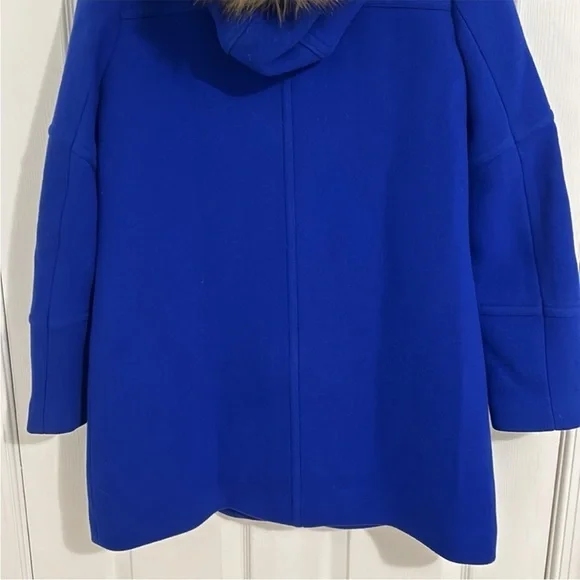 J. Crew Chateau Italian Stadium Cloth Wool Fur Parka Regal Brunswick Blue Size 2 - Picture 16 of 16
